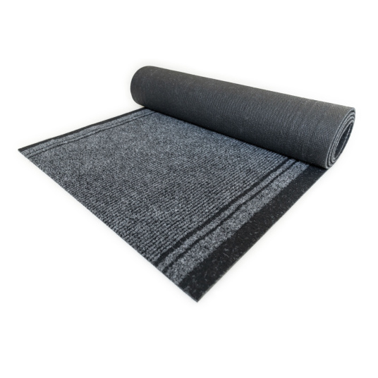 Tapis de couloir et d'entrée anthracite - Antidérapant au mètre démontrant sa flexibilité et sa facilité de pose