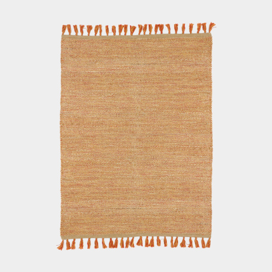 Tapis naturel en jute et coton - Néo-ethnique rouge