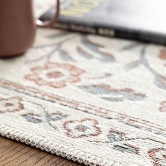 Bordure finie du tapis Minia Brume tissu chenille recyclé