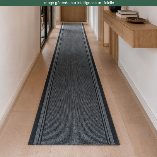Tapis de couloir et d'entrée anthracite - Antidérapant au mètre idéal pour les zones de passage fréquentées