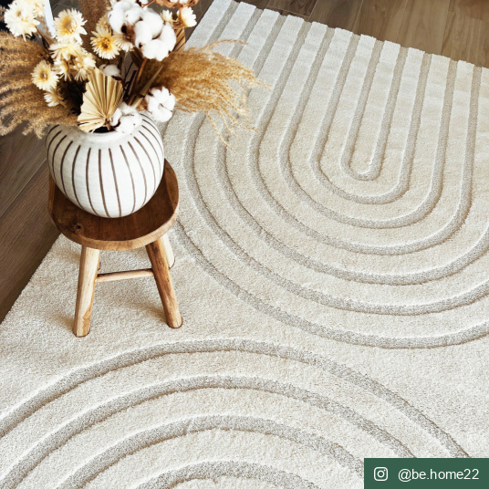 Tapis de salon - Néo Circle - Courbe écru et crème - salon