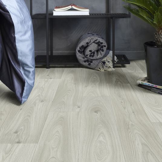 Sol Vinyle Textile Grande largeur - Aspect parquet - Chêne blanc - chambre