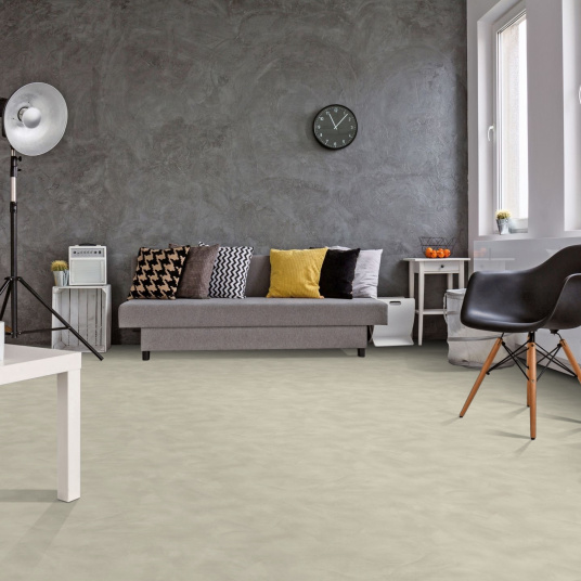 Sol Vinyle textile Rénove - Envers gris - Béton lissé gris centaure - salon