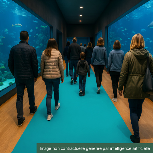 Moquette Stand Event - Turquoise - Allée de circulation dans un aquarium géant