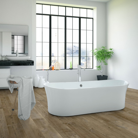 Sol Vinyle Textile Black Edition - Aspect parquet chêne brun - Salle de bain