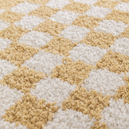 Tapis damier à poils longs - Colorama - Jaune rétro - gros plan