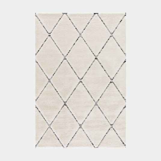 Tapis de salon graphique en relief - Louisa - Crème et noir