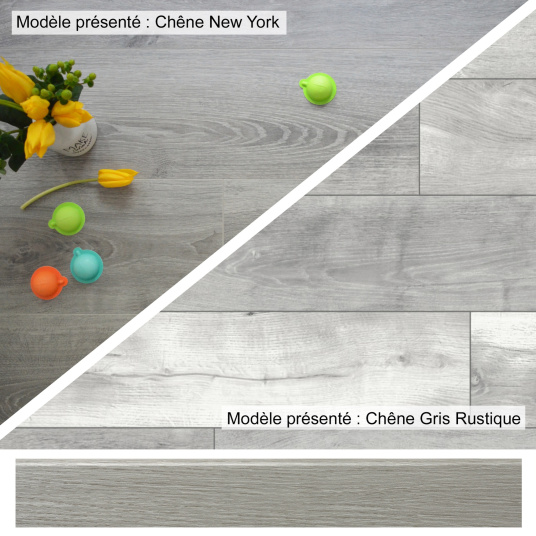 Plinthe décor bois gris idéale pour compléter un sol stratifié aux nuances grises contemporaines