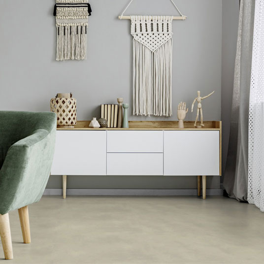 Sol PVC Premium Envers Textile - Béton ciré lissé - Gris clair - Salle à manger