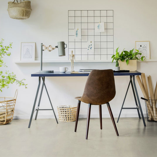 Sol PVC Premium Envers Textile - Béton ciré lissé - Gris clair - Bureau