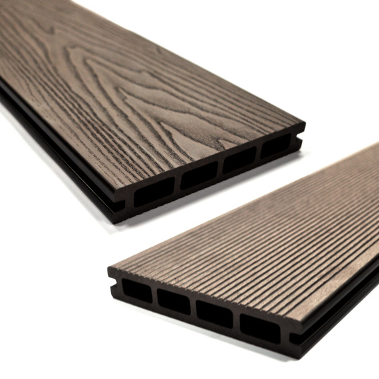Lame terrasse en bois composite 2 côtés - Marron - vue de près