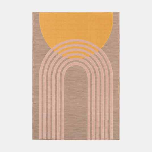 Tapis intérieur et extérieur en relief Luna beige, jaune, rose