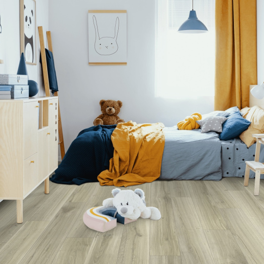 Sol Vinyle Textile Haute Performance - Imitation bois chêne clair - chambre enfant