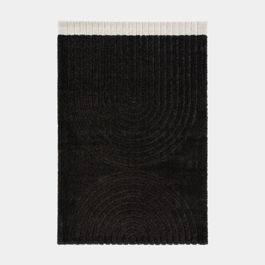 Tapis de salon en relief - Black Circle - Noir