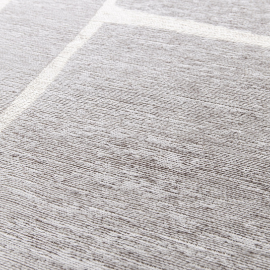 Tapis souple en tissu chenille recyclé Cubisme crème et grège - gros plan