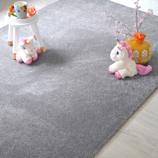Tapis Velours Hygge gris galon gris clair