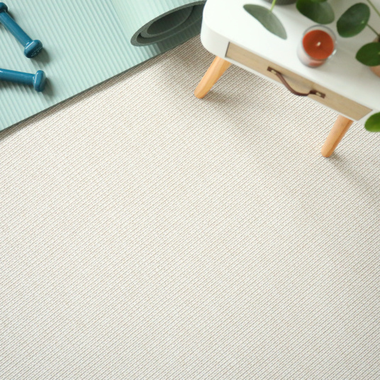 Moquette Tissé plat aspect coton - Yoga - Blanc fleur de coton - vue du dessus