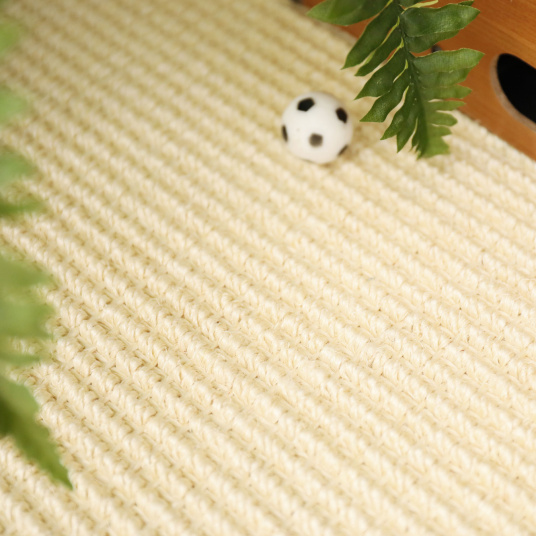 Tapis Sisal grosses boucles Cuba blanchi ganse lin vert sauge - vue de près