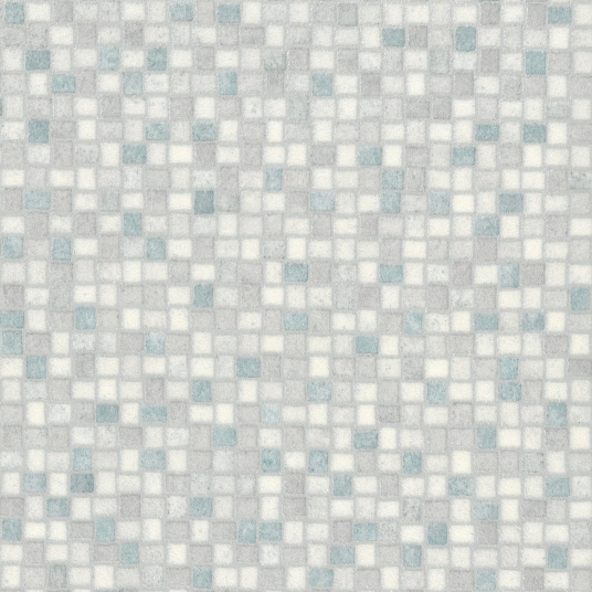 Sol vinyle Style carrelage petite mosaïque argentée bleu - sans perspective