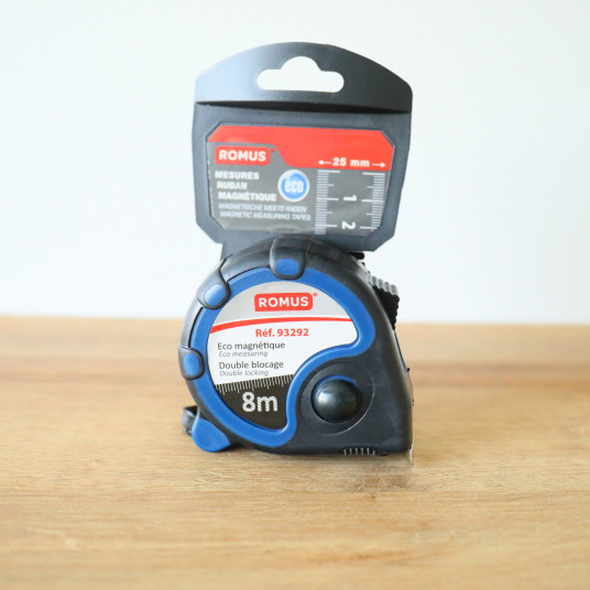 Kit de pose : mètre ruban 8m Romus