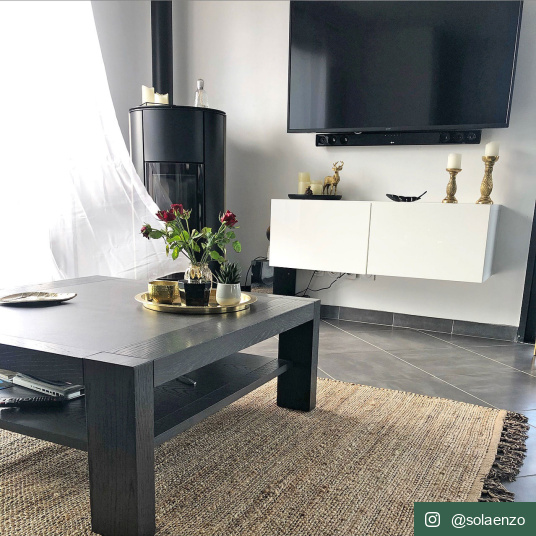 Tapis naturel en jute et coton - Néo-ethnique marron - Ambiance salon