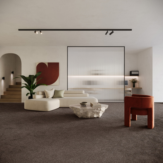 Moquette en polyester recyclé Re-cycle marron brun - salon