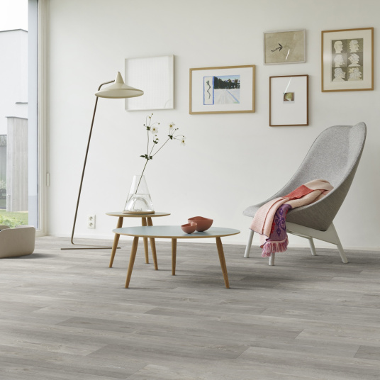 Sol Vinyle Textile Black Edition - Aspect parquet chêne gris - salon