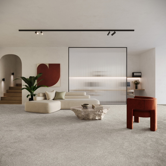 Moquette en polyester recyclé Re-cycle beige - salon