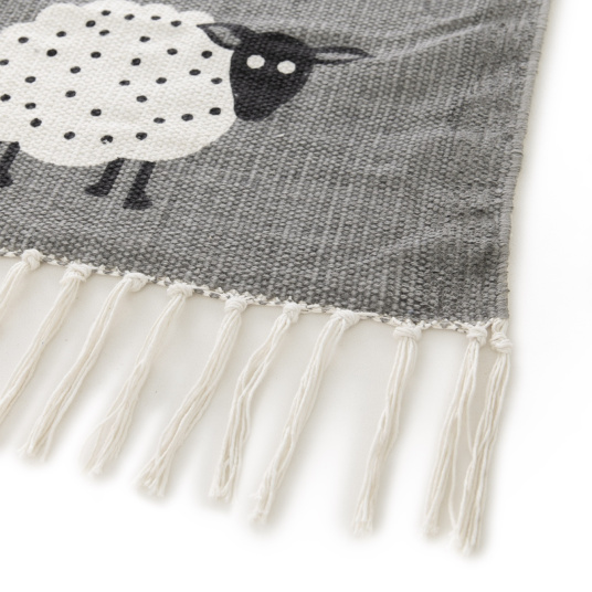 Tapis chambre d'enfant - Petits moutons - Gris et beige - tranche