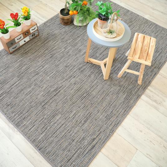 Tapis extérieur et intérieur tissé plat Bornéo silver finition lin