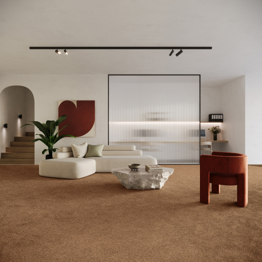 Moquette en polyester recyclé Re-cycle rouille terracotta - salon