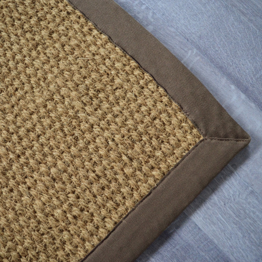 Tapis Coco Delhi panama ganse coton marron - coin