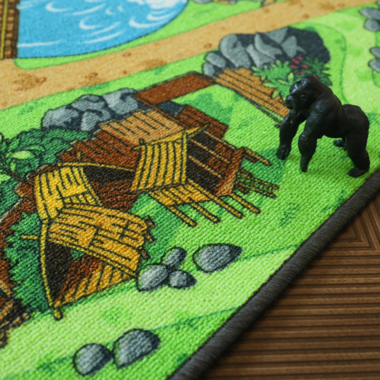 Tapis de jeu enfant circuit volcans et dinosaures - matière