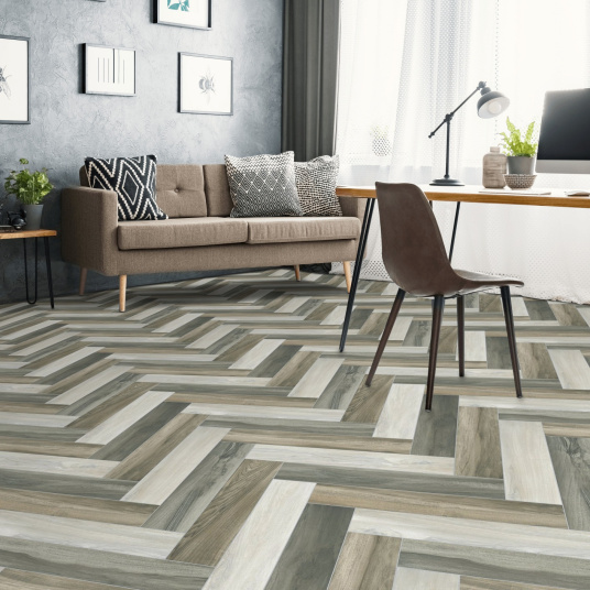 Sol Vinyle Link - Imitation parquet coloré bâton rompu - Surface satinée - Bureau