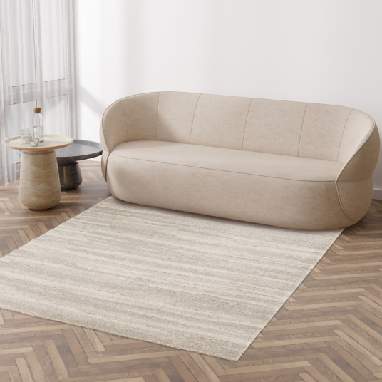 Tapis de salon doux à motif organique Nube beige et crème - salon