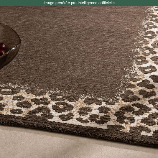 Tapis de salon Sauvage marron chocolat - Motif léopard associant teinte chocolat profonde et contour graphique