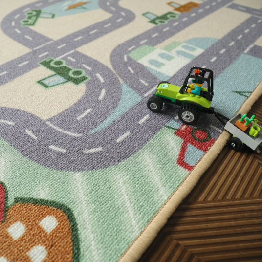 Tapis de jeu enfant circuit de voiture campagne - finition