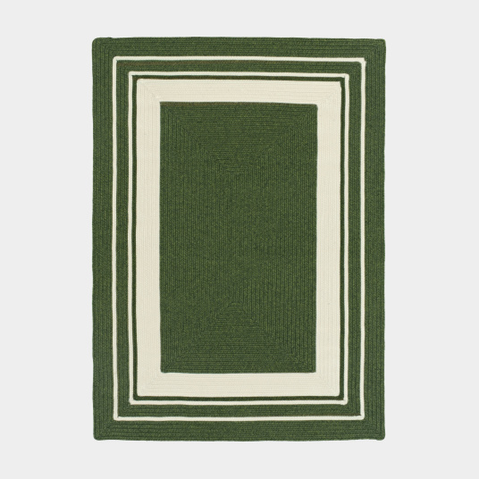 Tapis imitation fibres naturelles tressées Provence Vert forêt pour intérieur ou extérieur