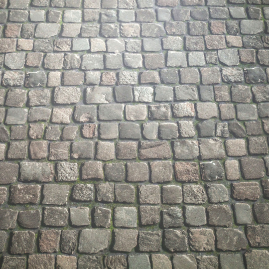 Revêtement Sol Vinyle Textile - Relief 3D - Imprimé pavés anciens de ville avec texture surfacée et effet relief
