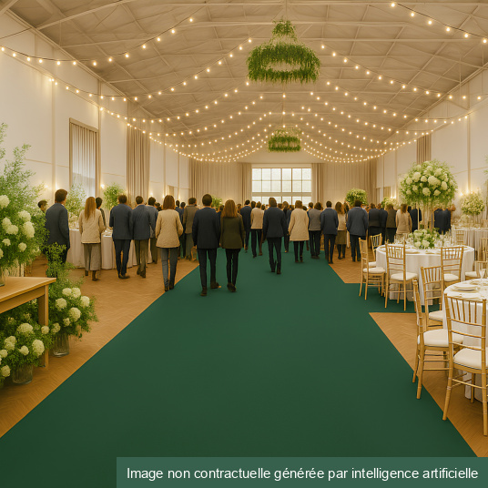 Moquette Stand Event - Vert sapin - Salle de conférence avec diner