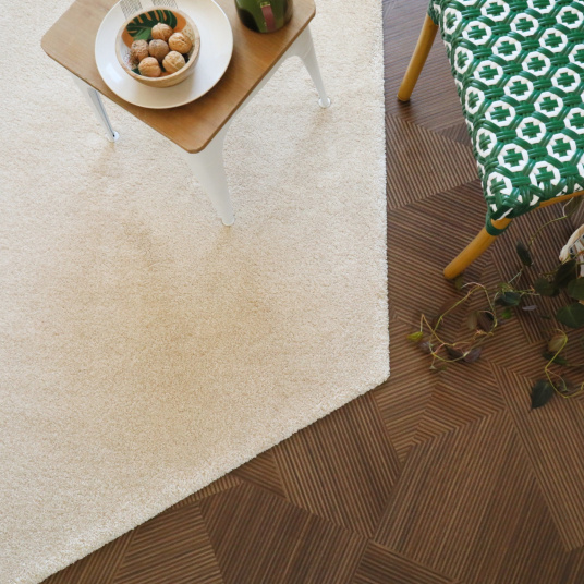 Tapis de salon design hexagonal Touch - Beige clair - vue du dessus