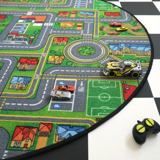 Tapis rond de jeu enfant circuit de voiture ville - chambre enfant