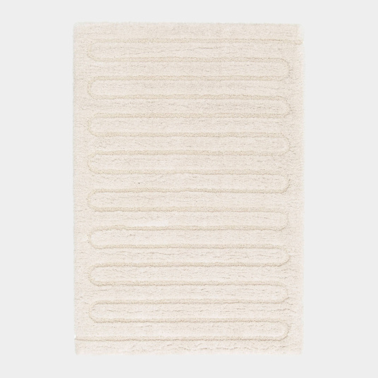 Tapis en velours doux Zig-Zag crème motif graphique en relief