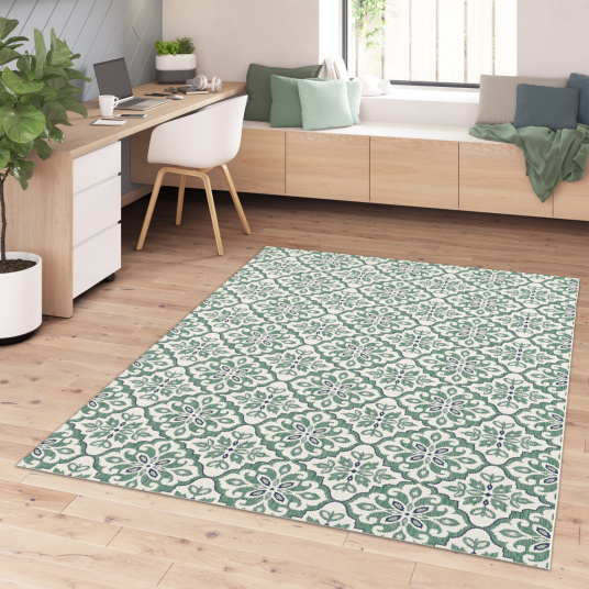 Tapis d'extérieur et intérieur - Madeleine - Vert céladon - salon
