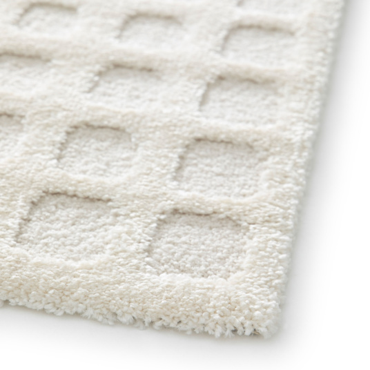 Bordure du tapis de salon en relief Art Abstrait crème avec motifs géométriques