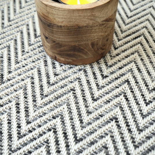 Moquette tissé plat Java chevron blanc - zoom