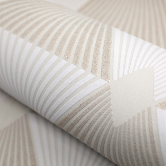 Papier peint expansé sur intissé - Rose gold - Motif Art Déco à paillettes - Rouleau