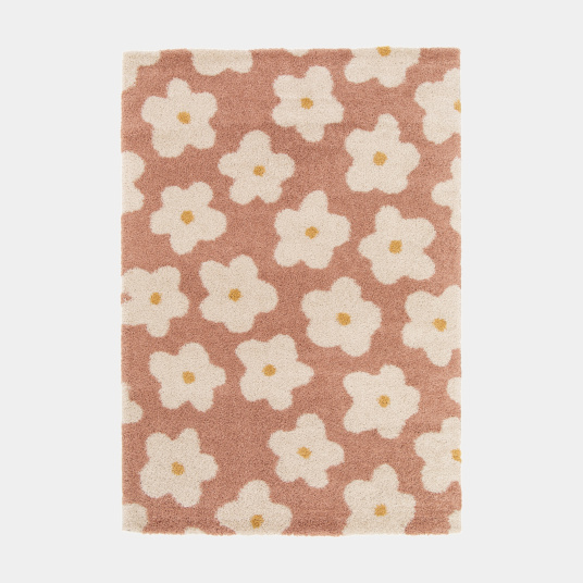 Tapis fleurs maximalistes Apolline rose