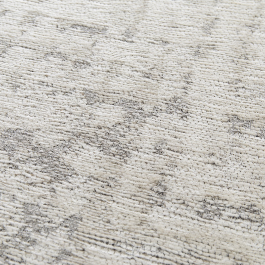 Tapis tissé en polyester recyclé et jute - Arun - Gris et crème - gros plan