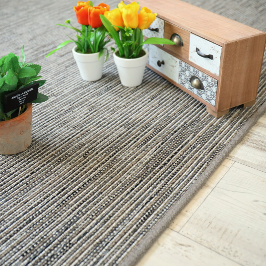 Tapis extérieur et intérieur tissé plat Bornéo silver finition lin - salon extérieur